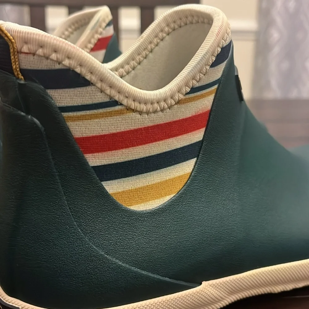 Pendleton National Park Stripe Neo Chelsea Rain Boots coral blue Women’s Size 9